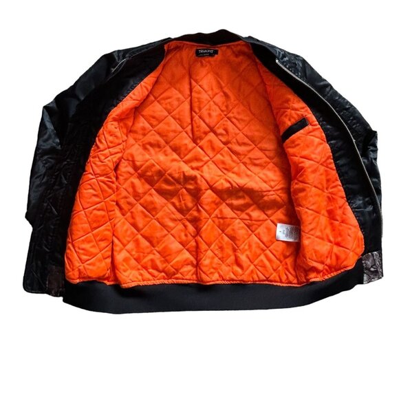 Trukfit Jacket Mens S Black Satin Bomber Full Zip Camouflage Outdoor Streetwear - Picture 11 of 15